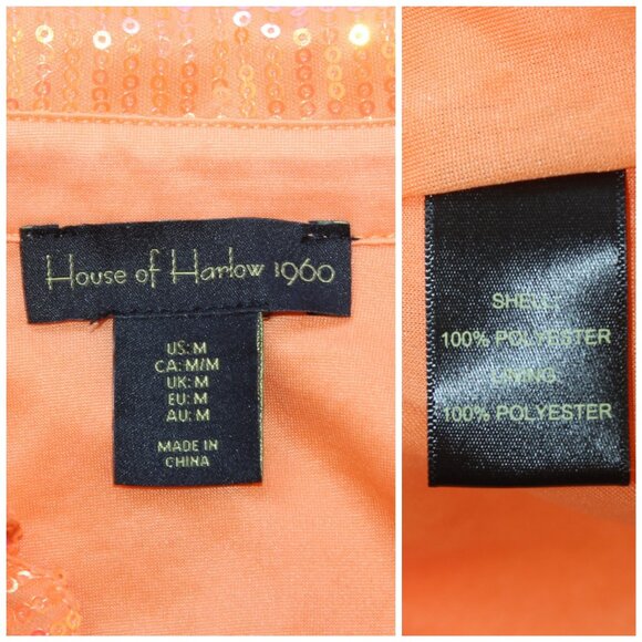 House of Harlow Sequin Wrap Mini Dress Orange Size M Cocktail Party - Picture 6 of 6